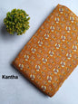 Mustard Yellow Peacock Motif Screen Print Pure Cotton Fabric From Tulsi Prints