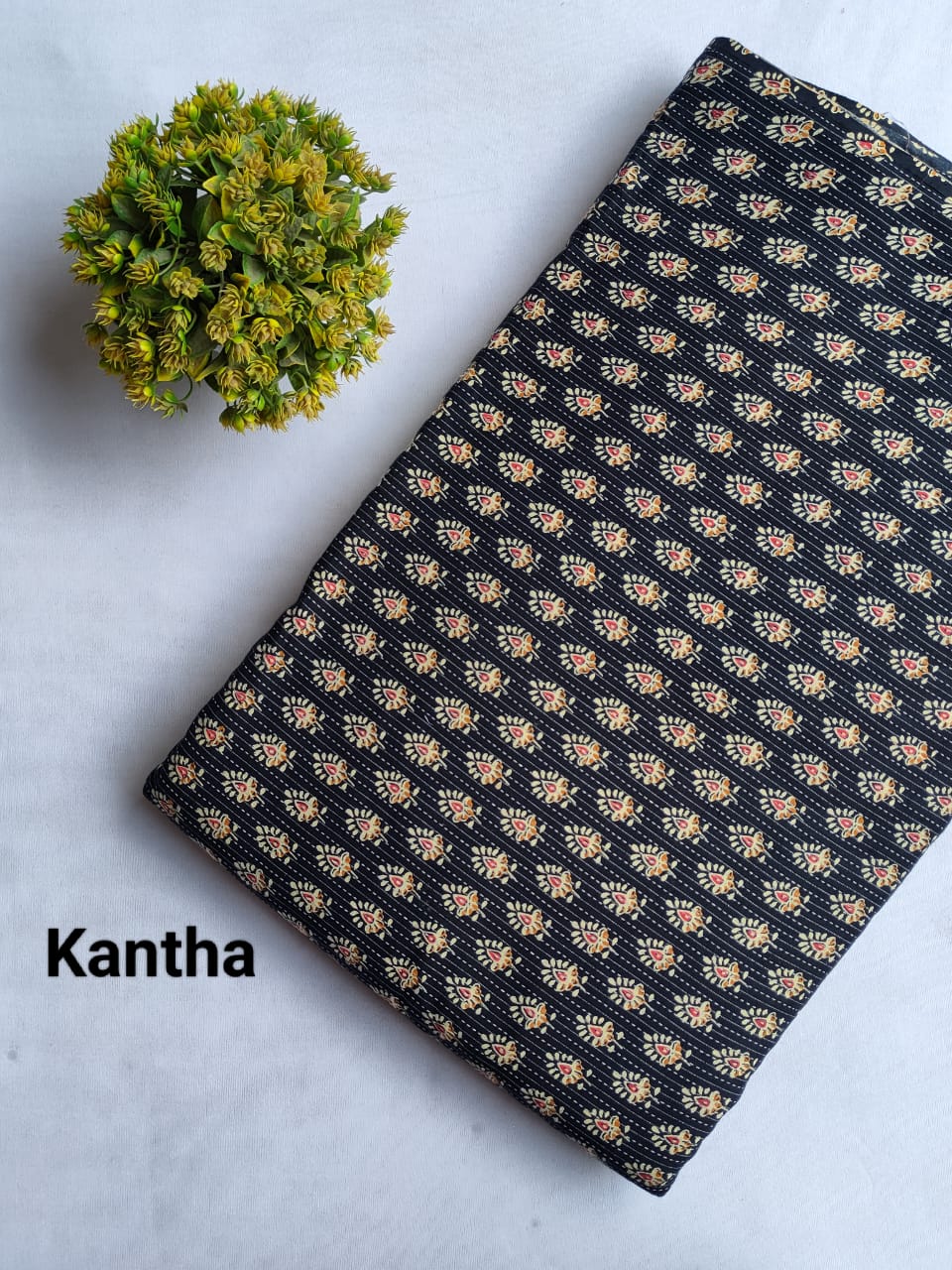 Black Small Buti Screen Print Pure Cotton Fabric From Tulsi Prints