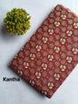 Rust Orange Floral Boota Screen Print Pure Cotton Fabric From Tulsi Prints