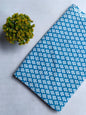 Blue Floral Sanganeri Block Print Pure Cotton Fabric From Tulsi Prints