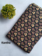 Black Floral Kantha Screen Print Pure Cotton Fabric From Tulsi Prints