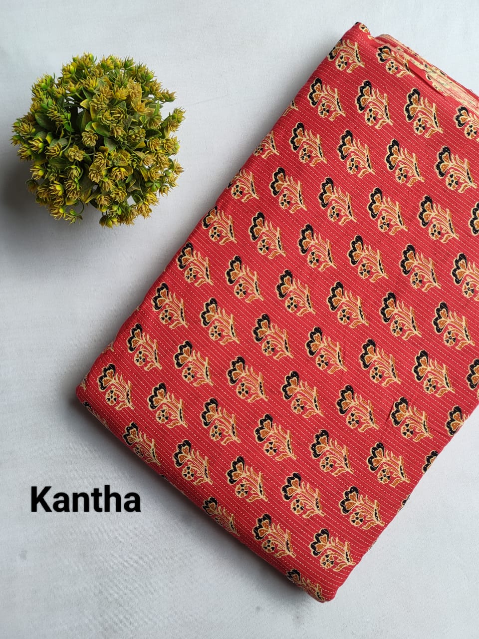 Red Floral Boota Screen Print Pure Cotton Fabric From Tulsi Prints