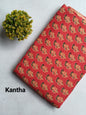 Red Floral Boota Screen Print Pure Cotton Fabric From Tulsi Prints