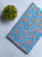 Blue Floral Sanganeri Hand Block Print Cotton Fabric From Tulsi Prints
