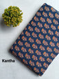 Navy Blue Floral Boota Screen Print Pure Cotton Fabric From Tulsi Prints