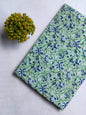 Green Floral Sanganeri Hand Block Print Cotton Fabric From Tulsi Prints