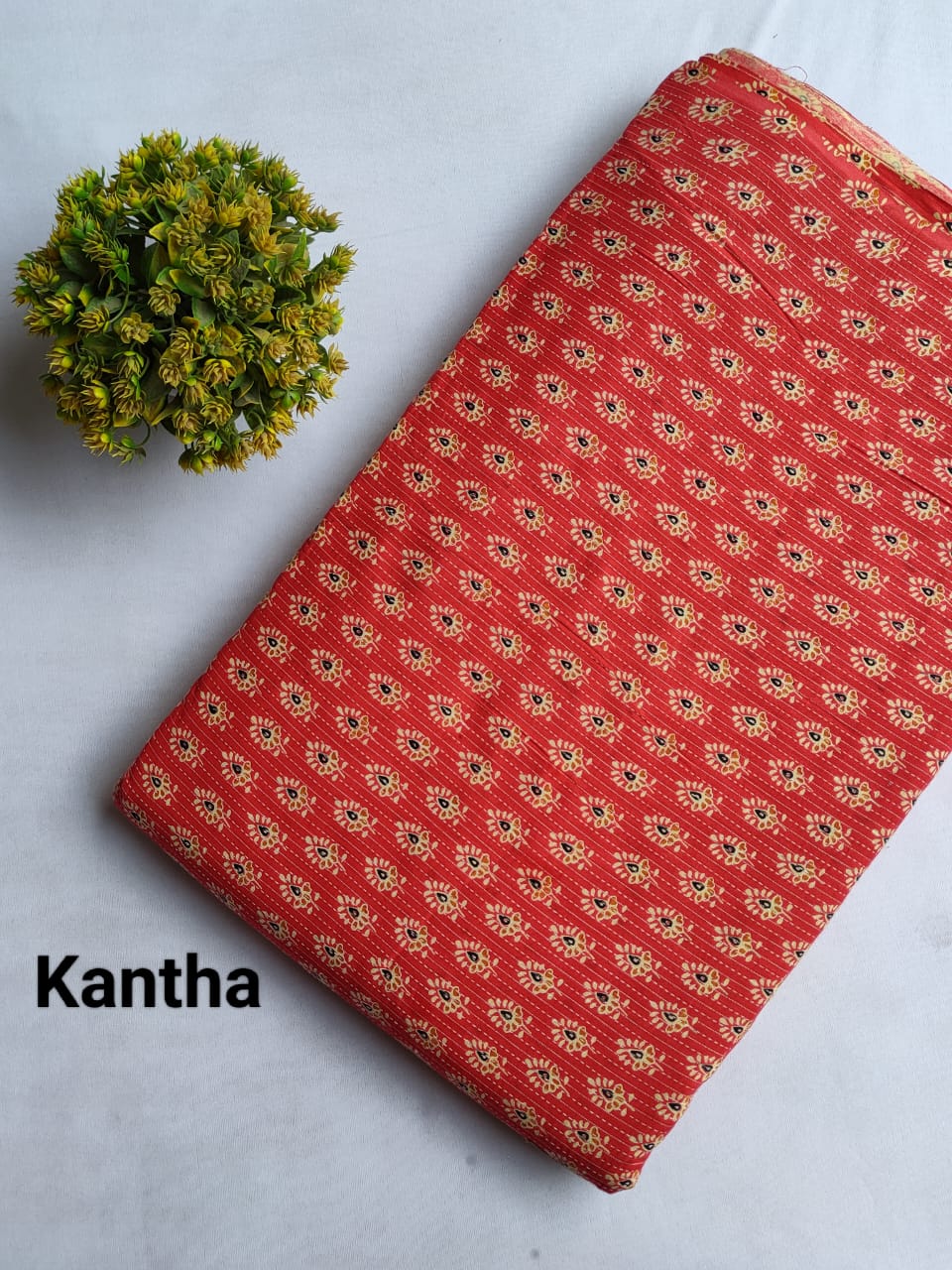 Red Small Buti Screen Print Pure Cotton Fabric From Tulsi Prints