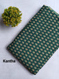 Green Kantha Motif Screen Print Pure Cotton Fabric From Tulsi Prints