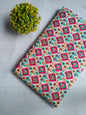 Off White Pink Geometric Screen Print Pure Cotton Fabric From Tulsi Prints