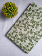 Olive Green Floral Vine Screen Print Pure Cotton Fabric From Tulsi Prints