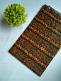Black Orange Chevron Floral Screen Print Pure Cotton Fabric From Tulsi Prints