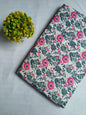 Off White Floral Vine Screen Print Pure Cotton Fabric From Tulsi Prints