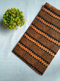 Rust Orange And Black Geometric Chevron Screen Print Pure Cotton Fabric From Tulsi Prints