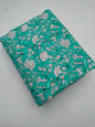 Mint Green Floral Vine Jaipuri Hand Block Print Pure Cotton Fabric From Tulsi Prints