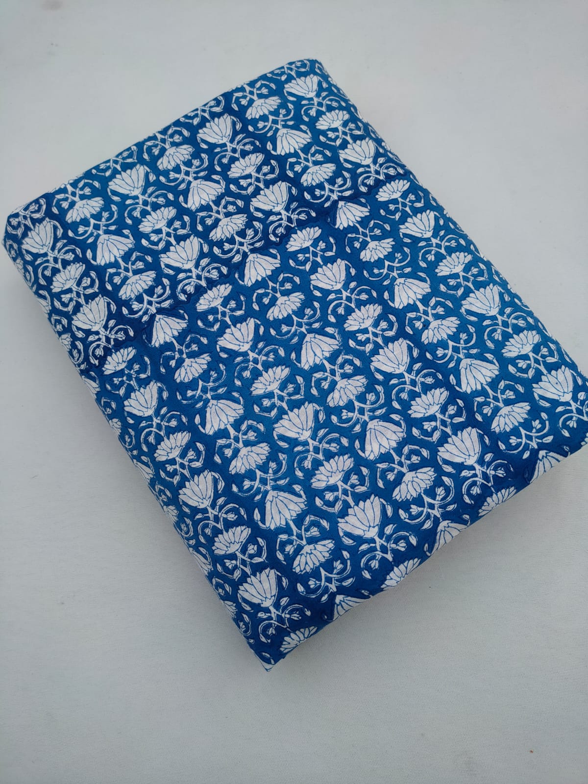 Blue Floral Vine Sanganeri Hand Block Print Pure Cotton Fabric Fabric From Tulsi Prints