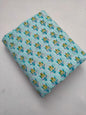 Light Blue Floral Boota Jaipuri Block Print Pure Cotton Fabric From Tulsi Prints