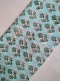 Teal Blue Striped Boota Print Jaipuri Hand Block Print Pure Cotton Fabric From Tulsi Prints