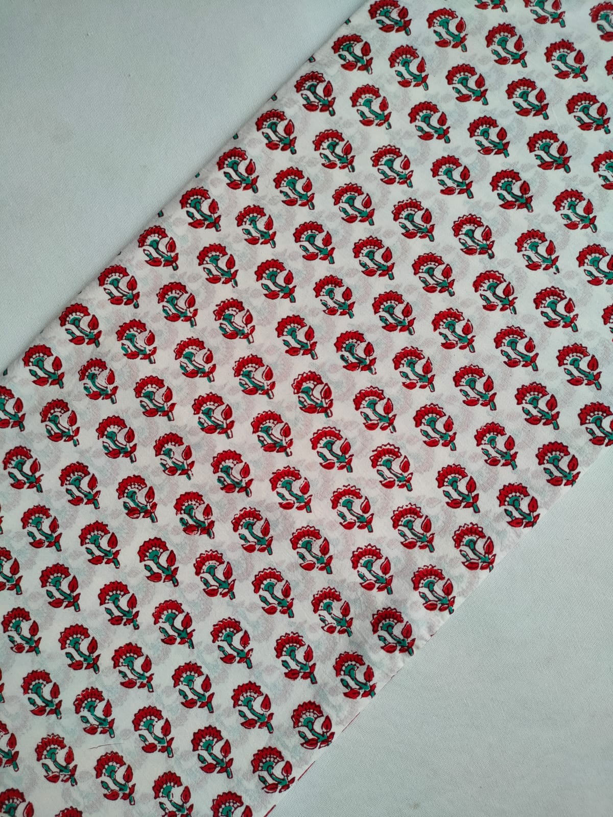 Off White Floral Boota Sanganeri Print Pure Cotton Fabric From Tulsi Prints
