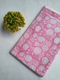 Pink Floral Vine Sanganeri Print Pure Cotton Fabric From Tulsi Prints