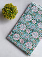 Light Blue Floral Sanganeri Block Print Pure Cotton Fabric From Tulsi Prints