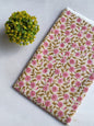 Pink Floral Sanganeri Hand Block Print Pure Cotton Fabric From Tulsi Prints