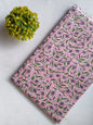 Pink Floral Sanganeri Hand Block Print Cotton Fabric From Tulsi Prints
