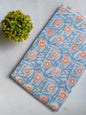 Blue Floral Sanganeri Block Print Pure Cotton Fabric From Tulsi Prints