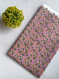 Pink Floral Vine Sanganeri Hand Block Print Cotton Fabric From Tulsi Prints