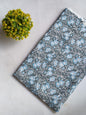 Grey Floral Sanganeri Hand Block Print Cotton Fabric From Tulsi Prints