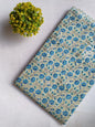 Blue Floral Sanganeri Block Print Pure Cotton Fabric From Tulsi Prints