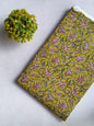 Mustard Yellow Floral Sanganeri Block Print Cotton Fabric From Tulsi Prints
