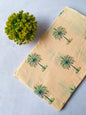 Beige Palm Tree Screen Print Pure Cotton Fabric From Tulsi Prints