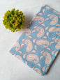 Blue Paisley Motif Screen Print Pure Cotton Fabric From Tulsi Prints