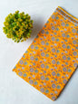 Mustard Yellow Floral Vine Screen Print Pure Cotton Fabric From Tulsi Prints