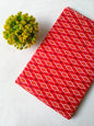 Red Ikat Motif Screen Print Pure Cotton Fabric From Tulsi Prints