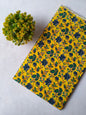 Yellow Floral Vine Screen Print Pure Cotton Fabric From Tulsi Prints