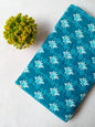 Teal Blue Abstract Motif Screen Print Pure Cotton Fabric From Tulsi Prints