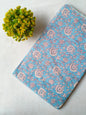 Sky Blue Floral Vine Screen Print Pure Cotton Fabric From Tulsi Prints
