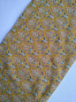 Mustard Yellow Floral Vine Screen Print Pure Cotton Fabric From Tulsi Prints