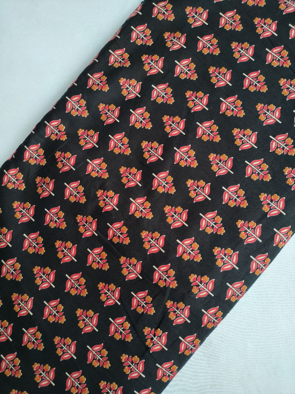 Black Small Buti Screen Print Pure Cotton Fabric From Tulsi Prints