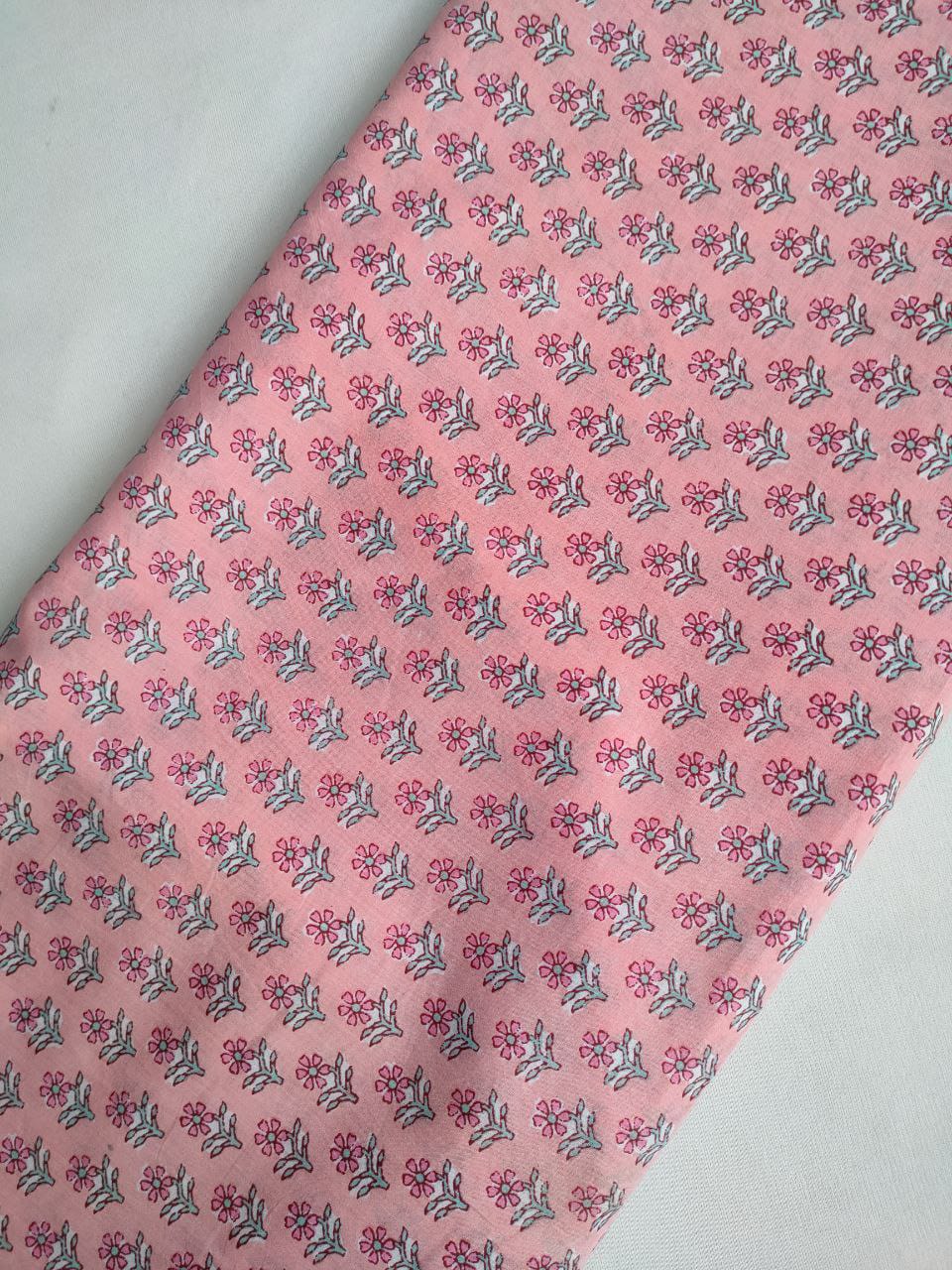 Pink Floral Vine Screen Print Pure Cotton Fabric From Tulsi Prints