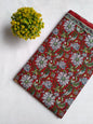 Red Floral Vine Screen Print Pure Cotton Fabric From Tulsi Prints