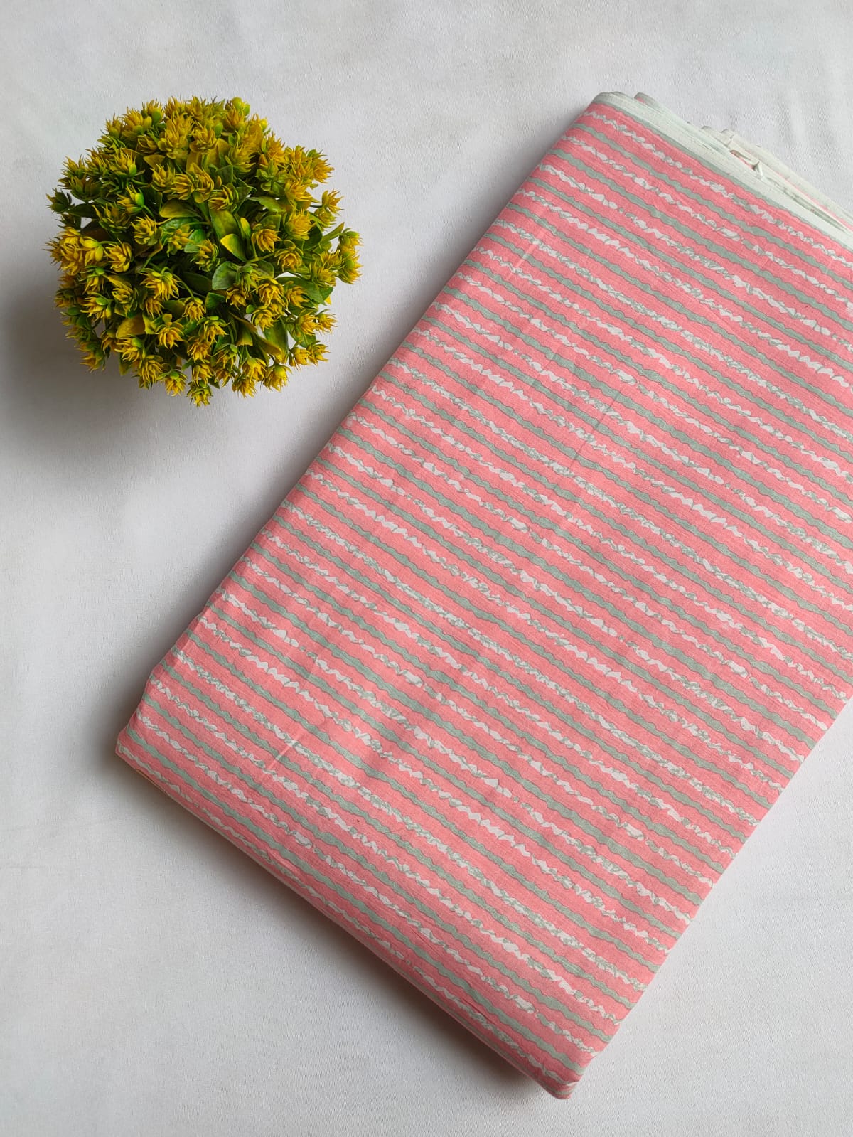 Pink Lahariya Screen Print Pure Cotton Fabric From Tulsi Prints