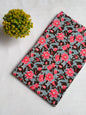 Grey Pink Floral Vine Screen Print Pure Cotton Fabric From Tulsi Prints