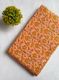 Peach Floral Vine Screen Print Pure Cotton Fabric From Tulsi Prints