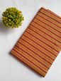 Rust Orange And Olive Green Striped Screen Print Pure Cotton Fabric From Tulsi Prints