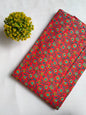Red Floral Vine Screen Print Pure Cotton Fabric From Tulsi Prints