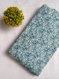 Dusty Blue Floral Vine Screen Print Pure Cotton Fabric From Tulsi Prints