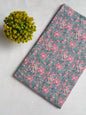 Grey Floral Vine Screen Print Pure Cotton Fabric From Tulsi Prints