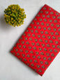 Red Floral Boota Screen Print Pure Cotton Fabric From Tulsi Prints